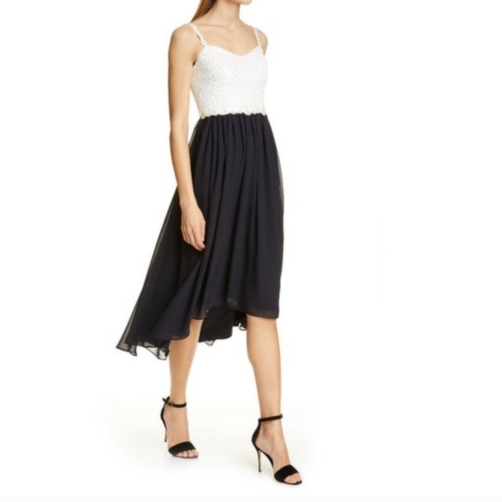 Ted Baker Womens Rosemary Daisy Dip Hem Pleated Midi Dress, Black White, NWT, 2 - Picture 3 of 15